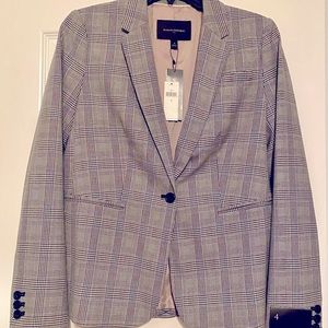 Black plaid single button suit coat. NWT.